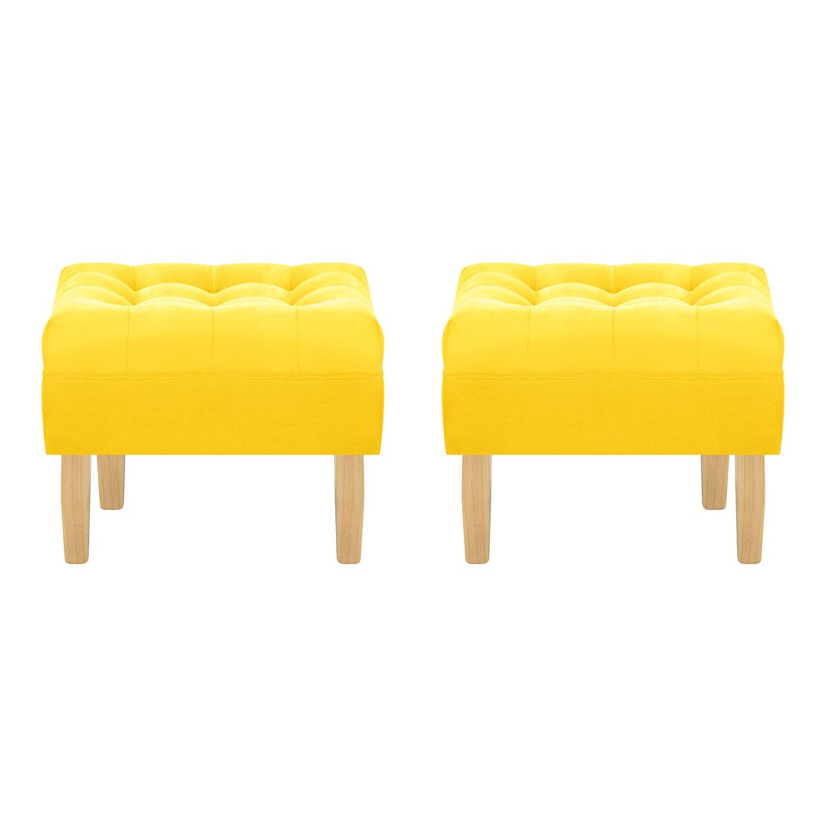 BODEVIR - Set Pouf Wood 1C Felpa 05 Amarillo