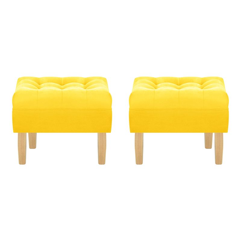 BODEVIR - Set Pouf Wood 1C Felpa 05 Amarillo