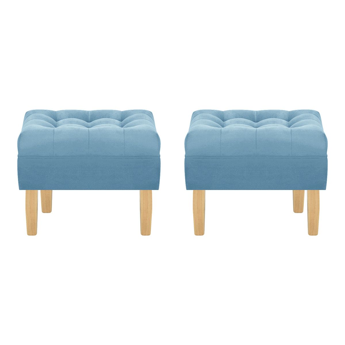 BODEVIR - Set Pouf Wood 1C Felpa 05 Azul Petroleo