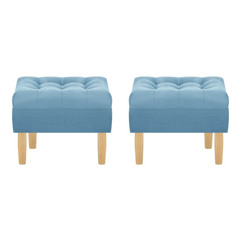 BODEVIR - Set Pouf Wood 1C Felpa 05 Azul Petroleo
