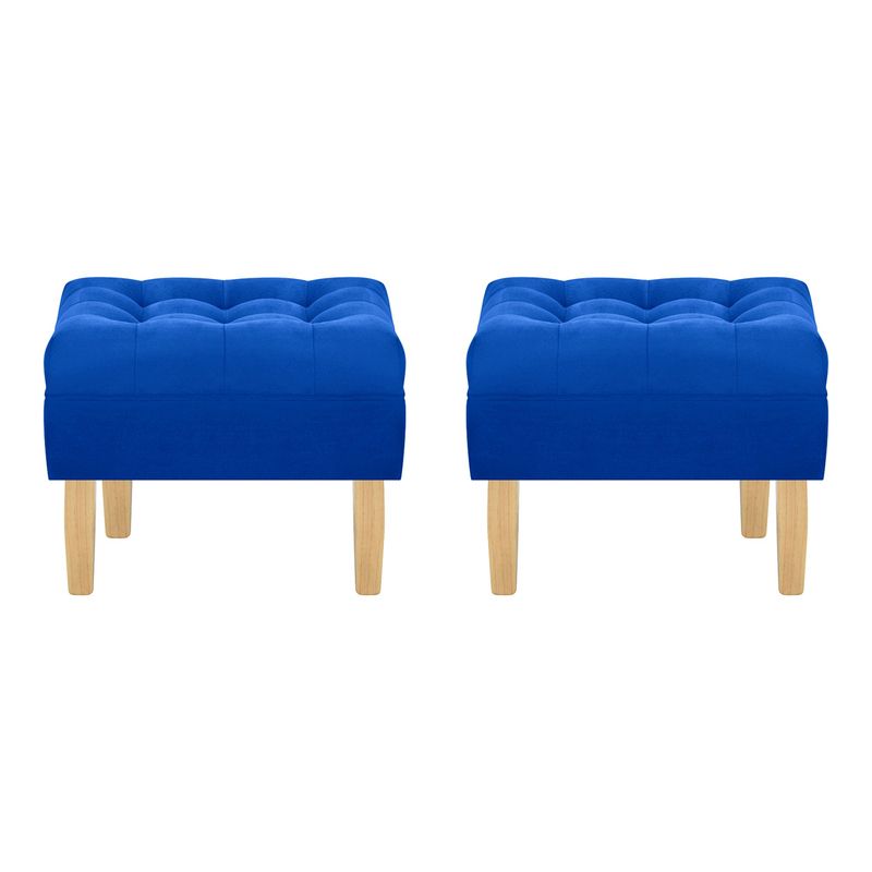 BODEVIR - Set Pouf Wood 1C Felpa 05 Azul Rey