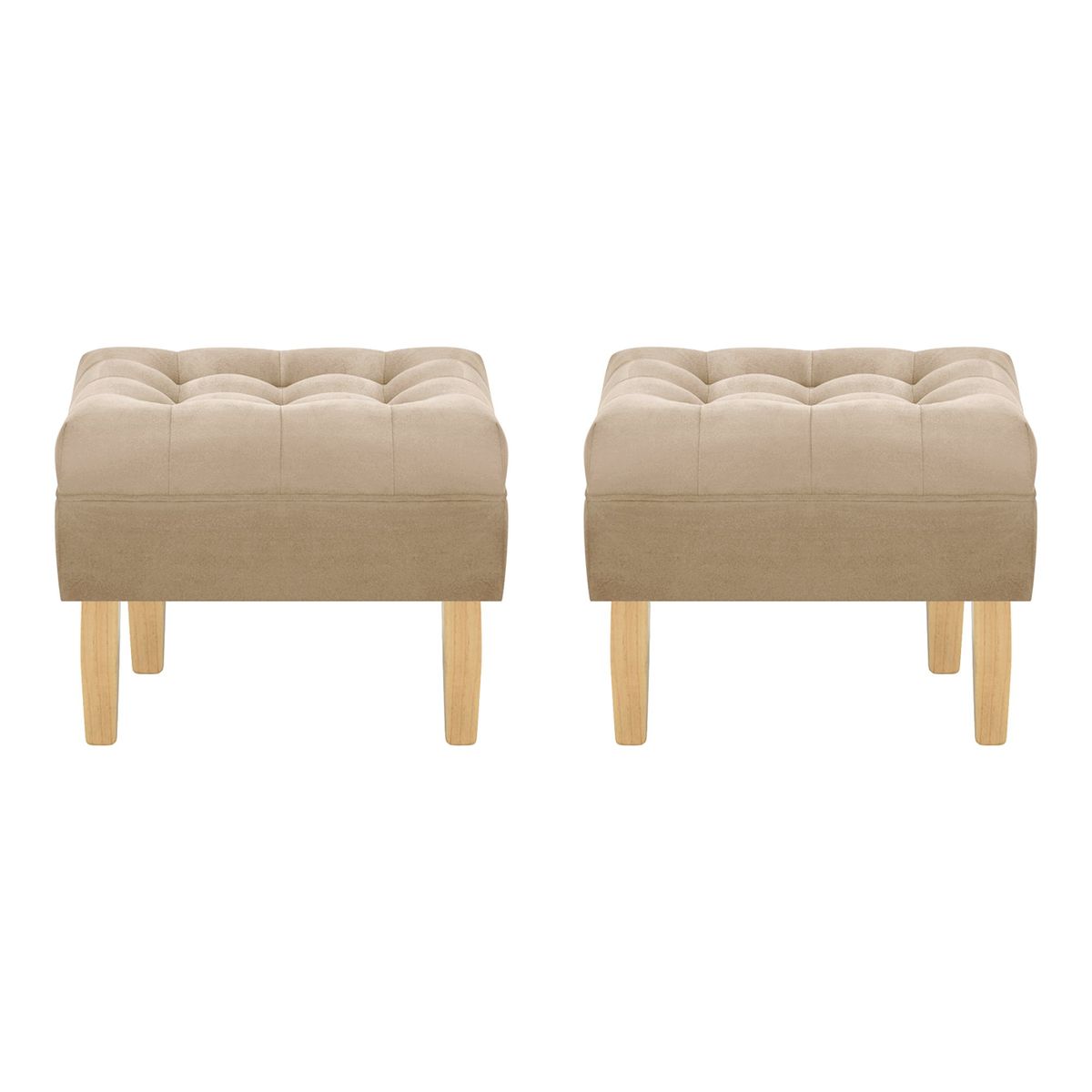 BODEVIR - Set Pouf Wood 1C Felpa 05 Beige
