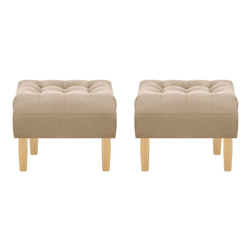 BODEVIR - Set Pouf Wood 1C Felpa 05 Beige