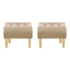 BODEVIR - Set Pouf Wood 1C Felpa 05 Beige