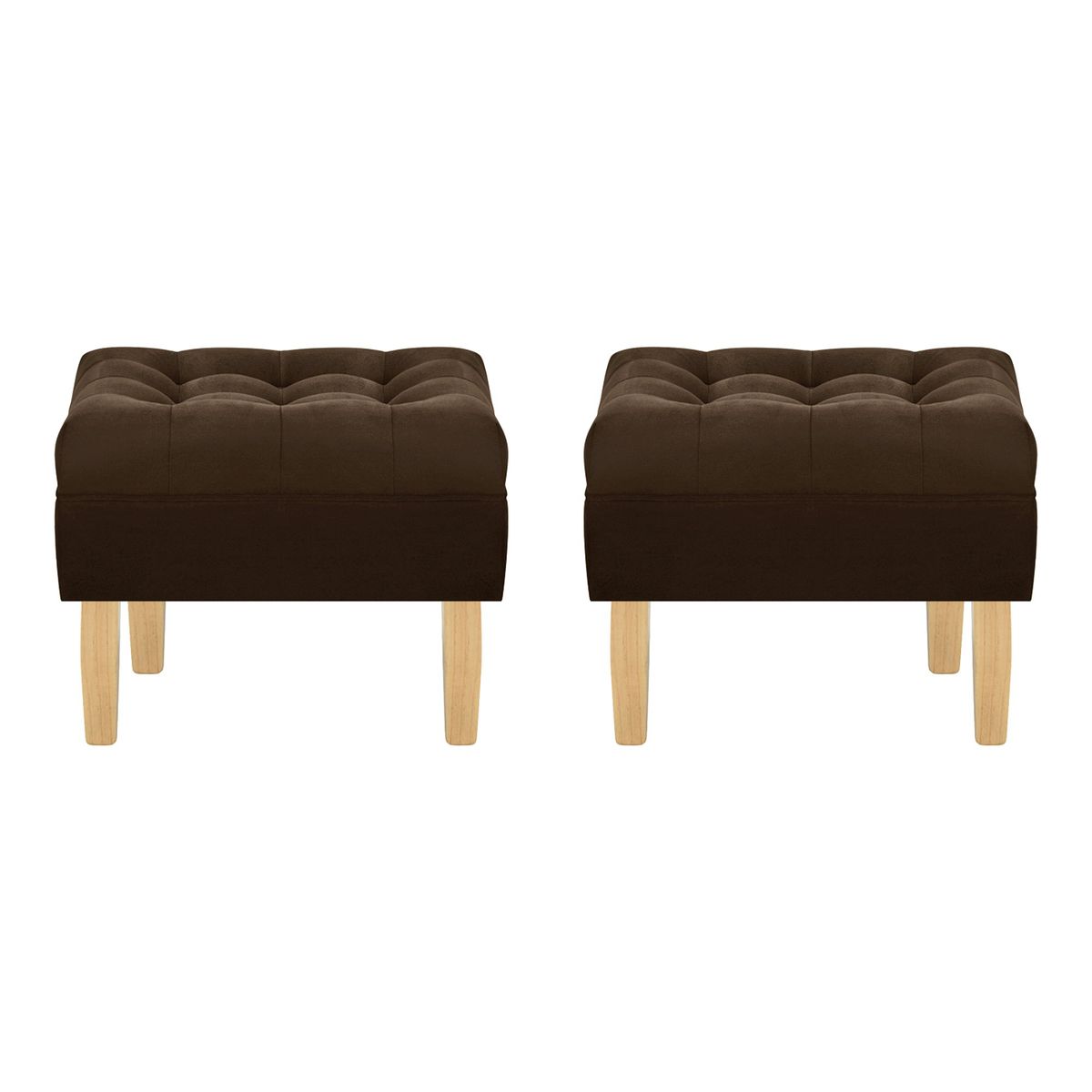 BODEVIR - Set Pouf Wood 1C Felpa 05 Chocolate
