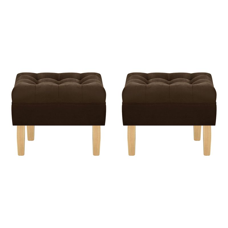 BODEVIR - Set Pouf Wood 1C Felpa 05 Chocolate