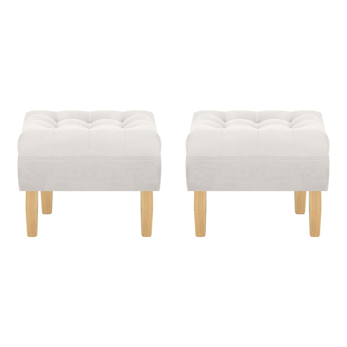 BODEVIR - Set Pouf Wood 1C Felpa 05 Crudo
