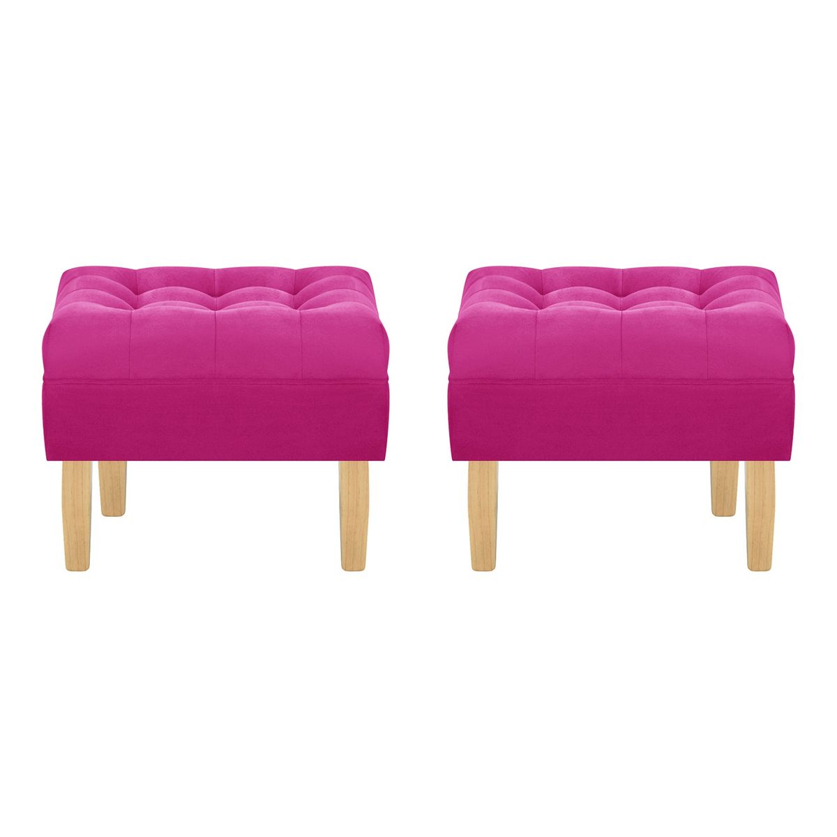 BODEVIR - Set Pouf Wood 1C Felpa 05 Fucsia