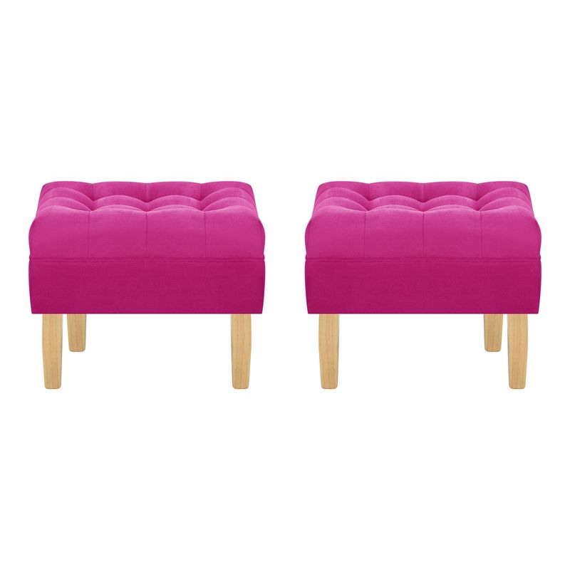 BODEVIR - Set Pouf Wood 1C Felpa 05 Fucsia