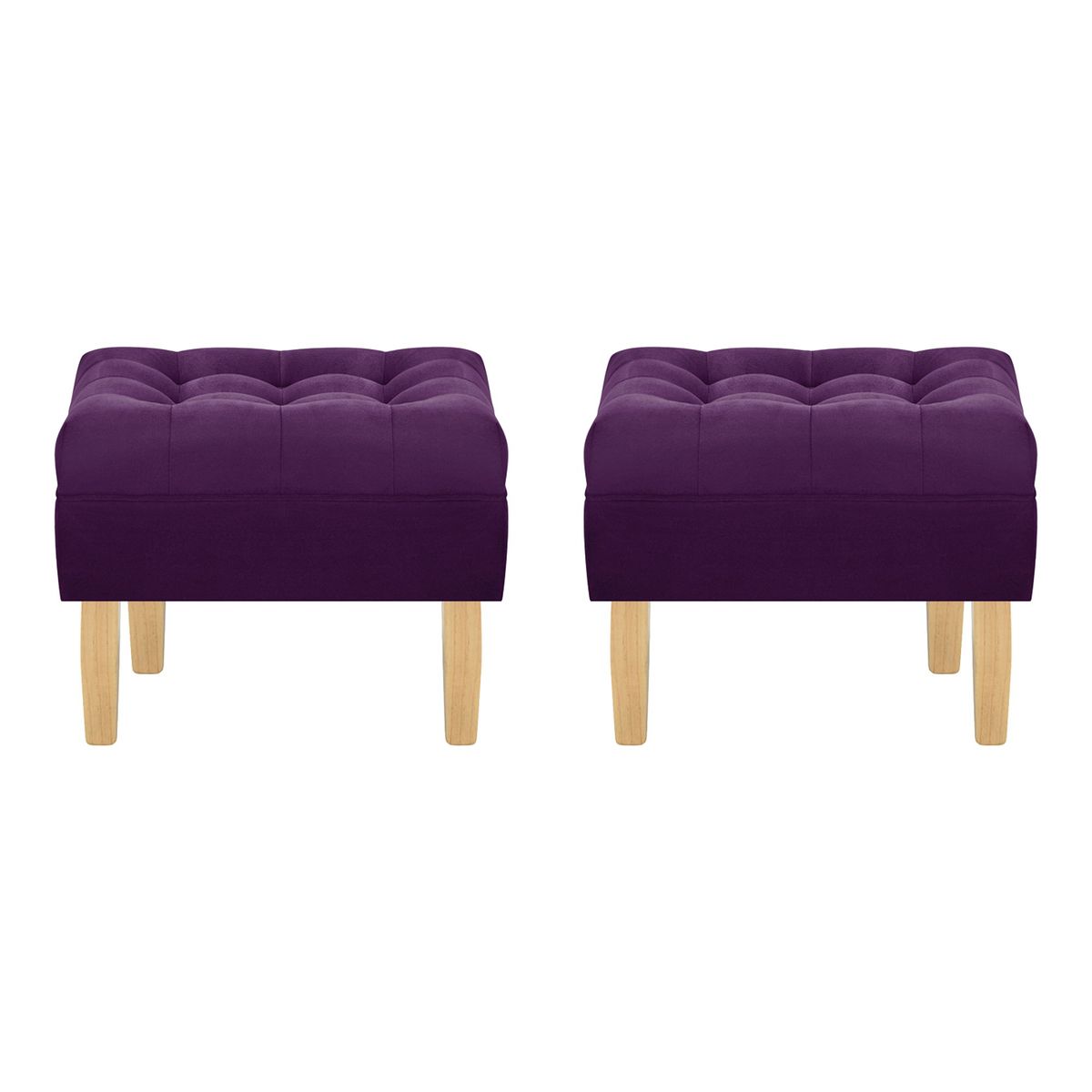 BODEVIR - Set Pouf Wood 1C Felpa 05 Morado.