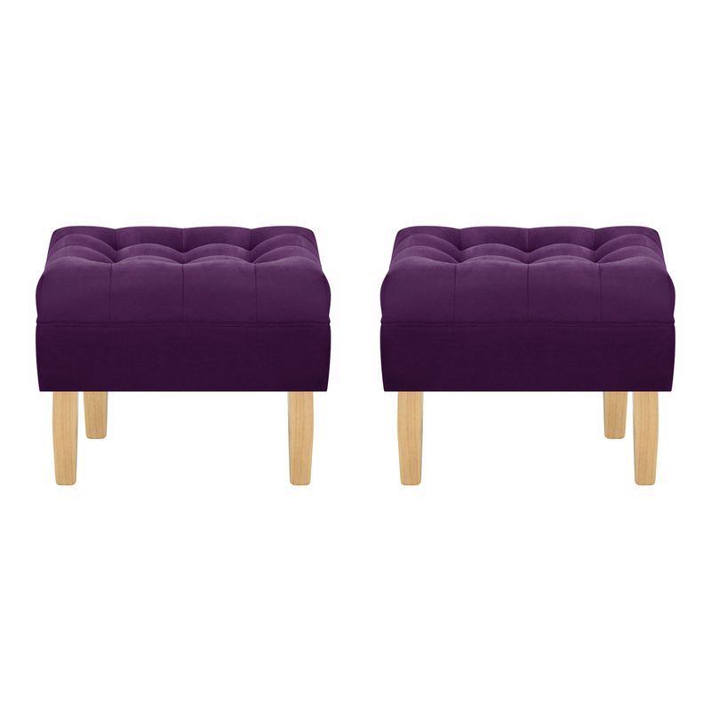 BODEVIR - Set Pouf Wood 1C Felpa 05 Morado