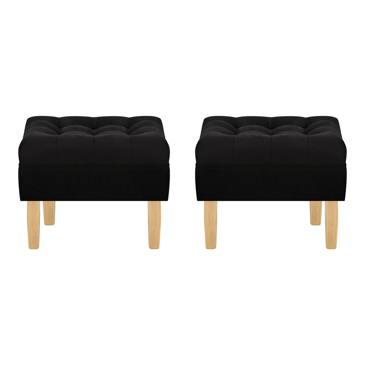 BODEVIR - Set Pouf Wood 1C Felpa 05 Negro.