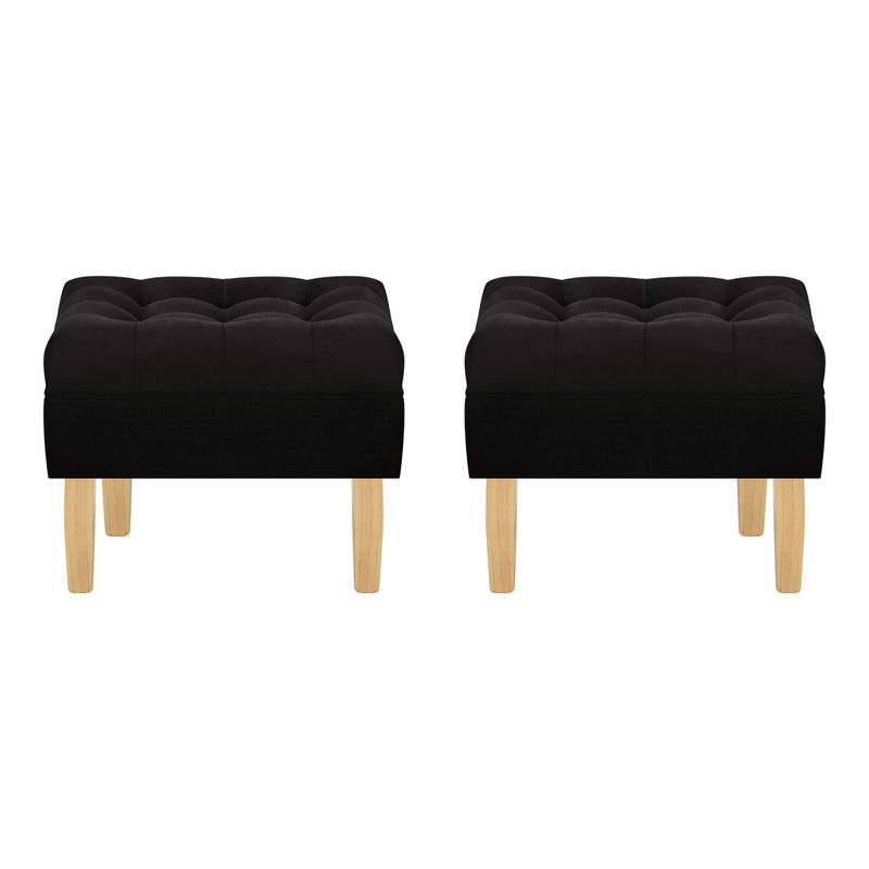 BODEVIR - Set Pouf Wood 1C Felpa 05 Negro