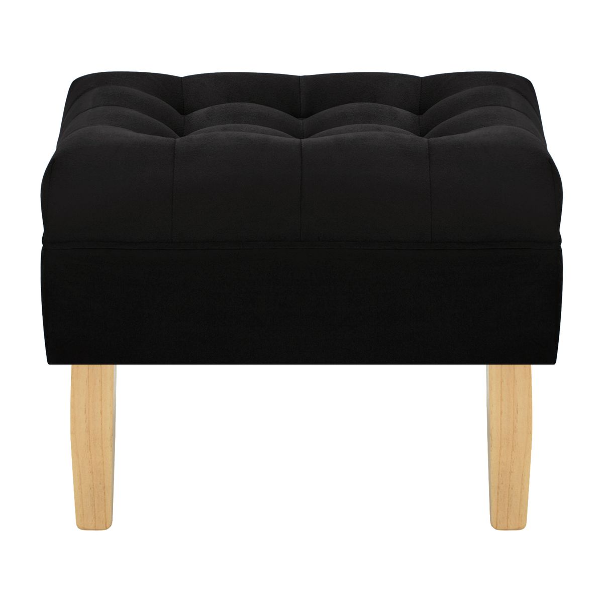 BODEVIR - Set Pouf Wood 1C Felpa 05 Negro.