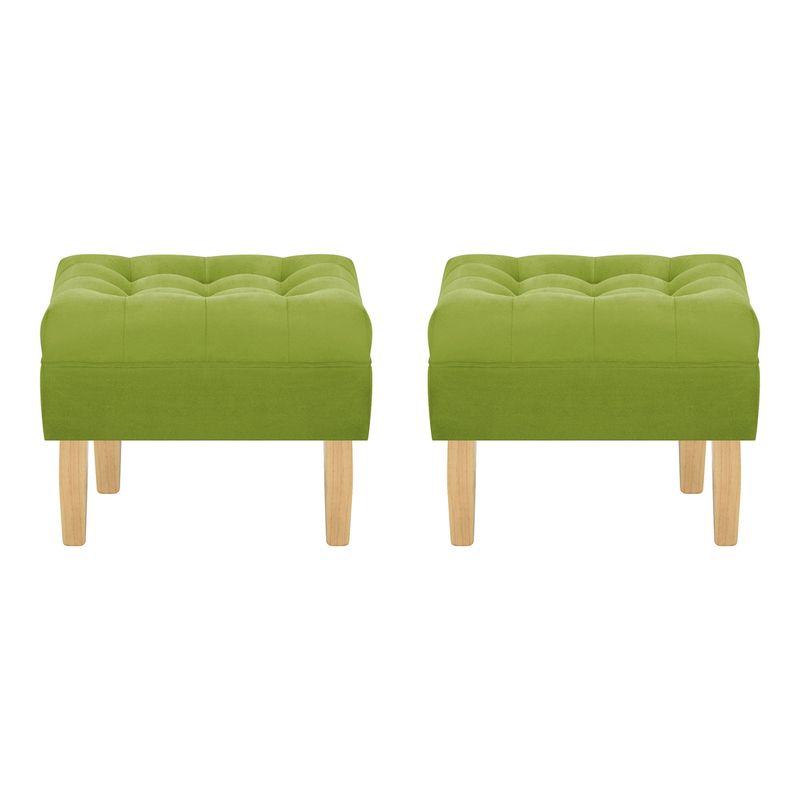 BODEVIR - Set Pouf Wood 1C Felpa 05 Pistacho