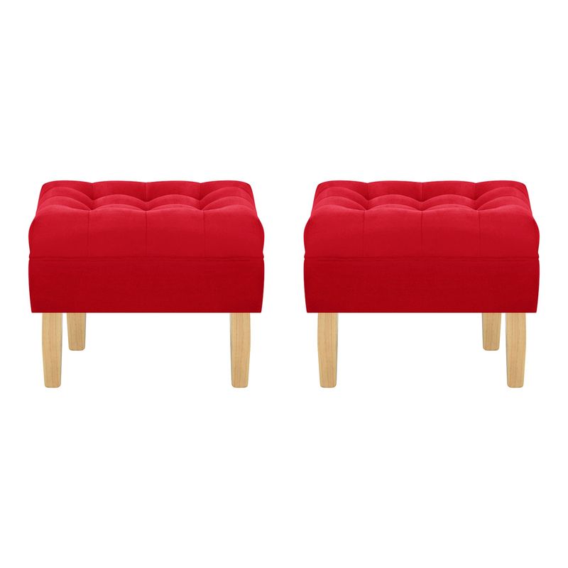 BODEVIR - Set Pouf Wood 1C Felpa 05 Rojo