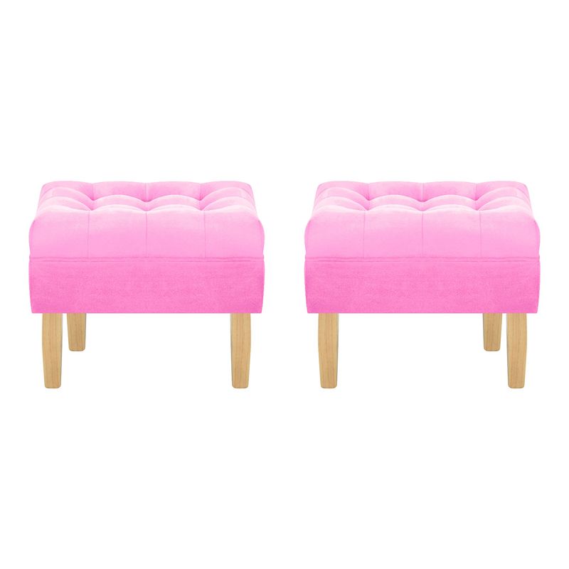 BODEVIR - Set Pouf Wood 1C Felpa 05 Rosado