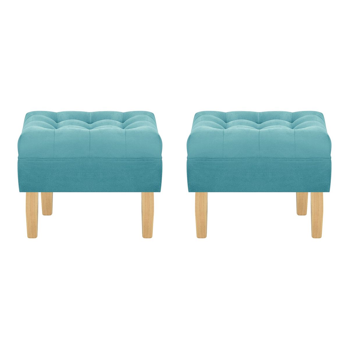 BODEVIR - Set Pouf Wood 1C Felpa 05 Turquesa