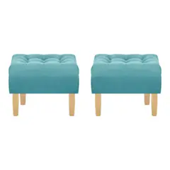 BODEVIR - Set Pouf Wood 1C Felpa 05 Turquesa