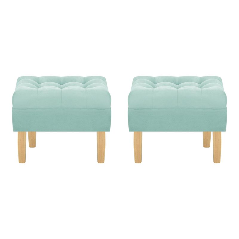 BODEVIR - Set Pouf Wood 1C Felpa 05 Verde Agua