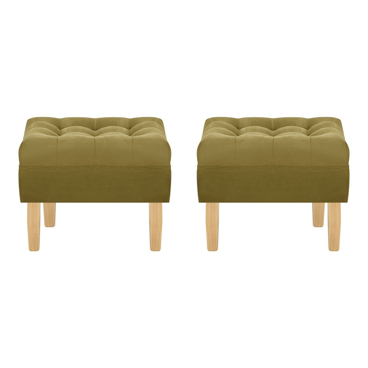 BODEVIR - Set Pouf Wood 1C Felpa 05 Verde Musgo