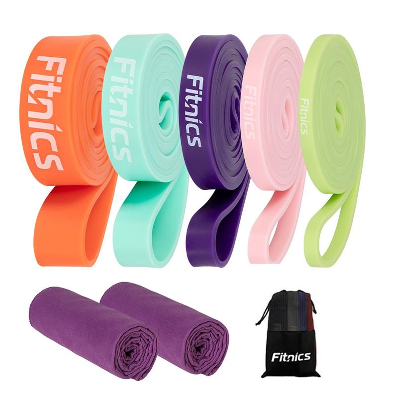FITNICS - Bandas Elasticas Resistencia Fitnics Set + Toalla Microfibra - Naranja