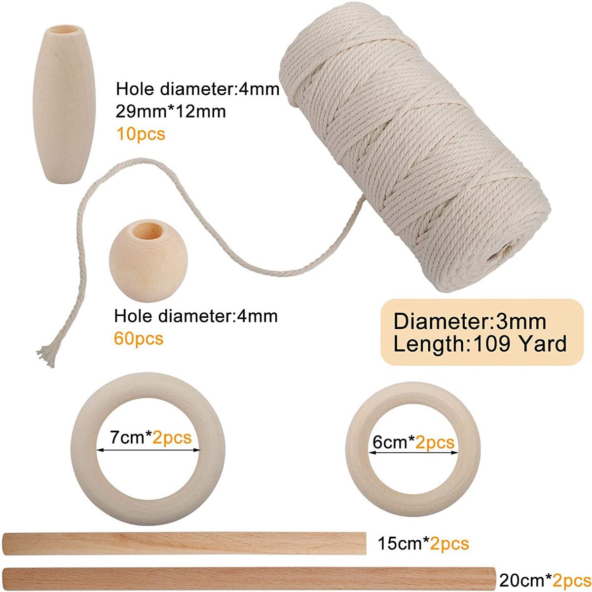 TIOZONEY - 79 juegos de cuerda de macramé de bricolaje para manualidades
