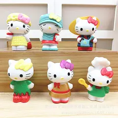 TIOZONEY - 6pcs adornos modelo de juguete Hello Kitty