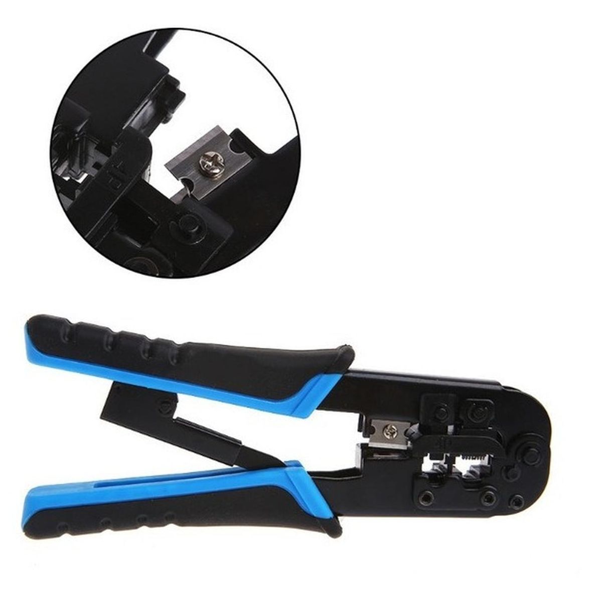 GEN - Crimpeadora Cable Red Metalica Alicate Crimpador RJ45 RJ12 RJ11 - Celeste