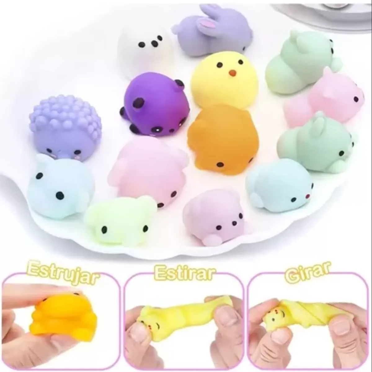 TIOZONEY - Pack Balde 36 Unidades Squishys Antiestrés Juguete Surtidos