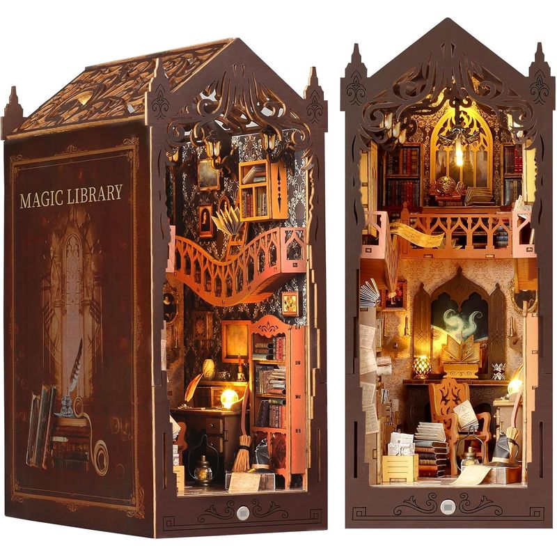 TIOZONEY - Kit de rincón libros de sujetalibros con LED