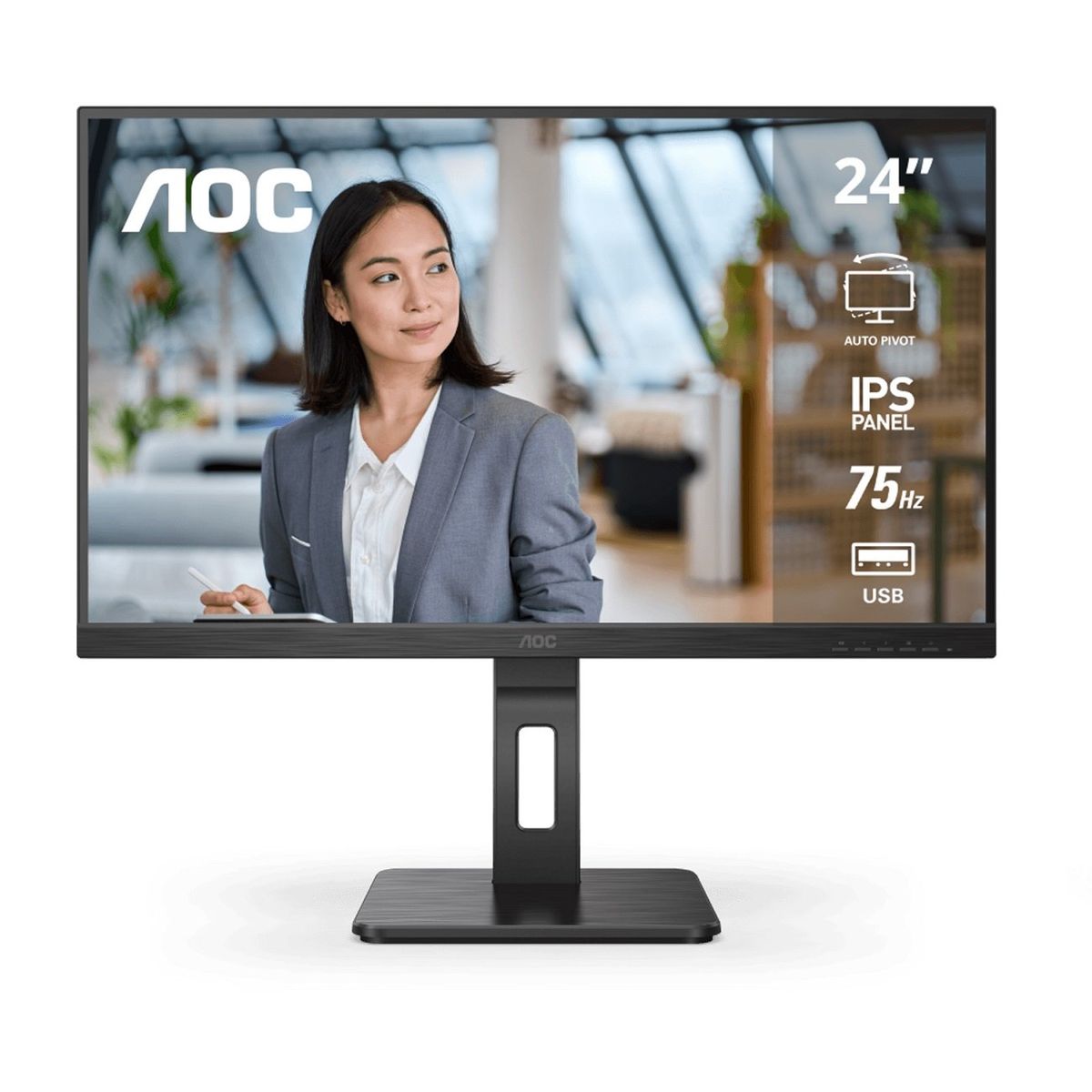 AOC - Monitor AOC Pivot 23.8" FullHD D-Port,HDMI,VGA Plano