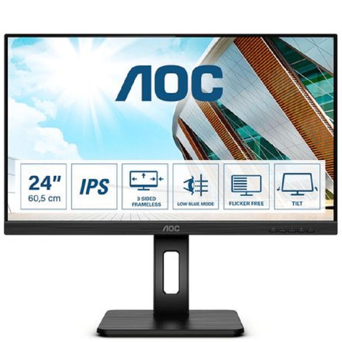 AOC - Monitor AOC Pivot 23.8" FullHD D-Port,HDMI,VGA Plano