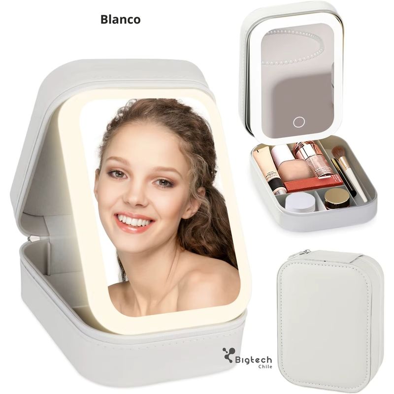 GENERICO - Organizador Maquillaje Espejo Luz Led Cosmetiquero Viaje
