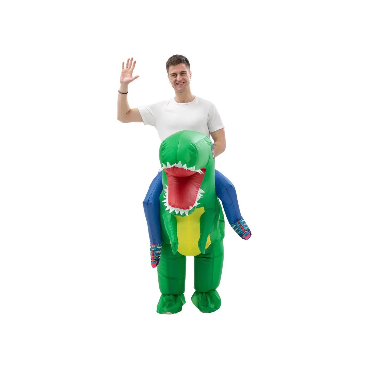 GENERICO - Disfraz Dinosaurio Inflable Disfraces Dino Ride Adulto Verde