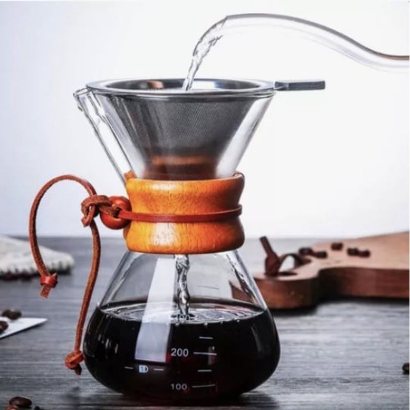 GENERICO - Cafetera Chemex Madera Con Filtro De Acero Inoxidable