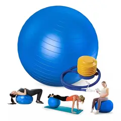 GENERICO - Pelota Balón 85cm Pilates Yoga más Inflador - Color Azul
