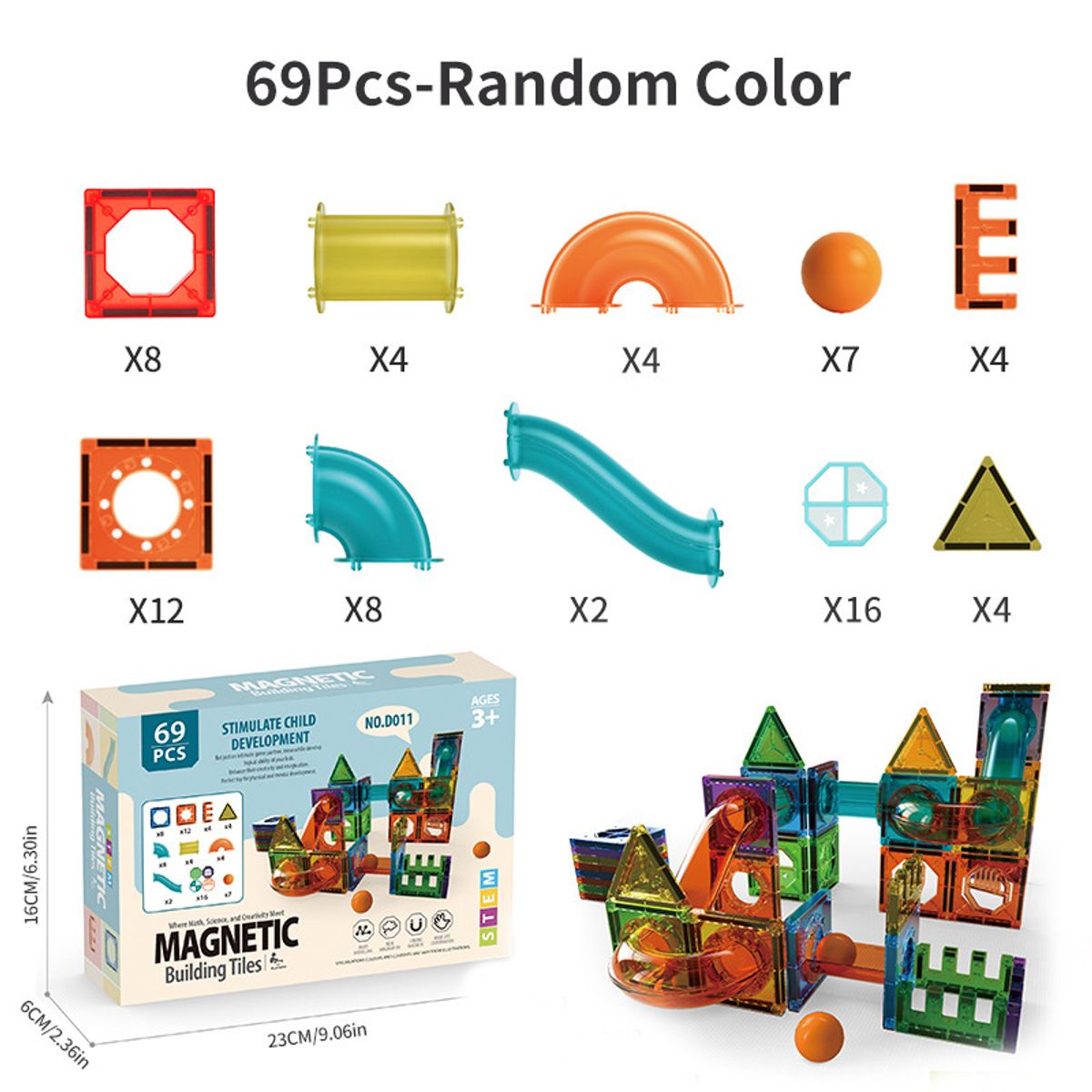 TIOZONEY - 69pcs Juego de bloques magnéticos