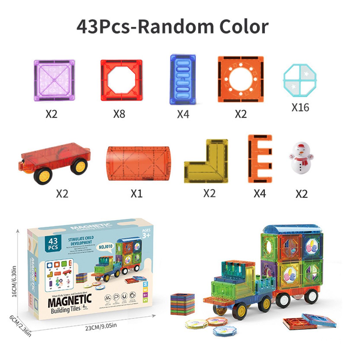 TIOZONEY - 43pcs Juego de bloques magnéticos