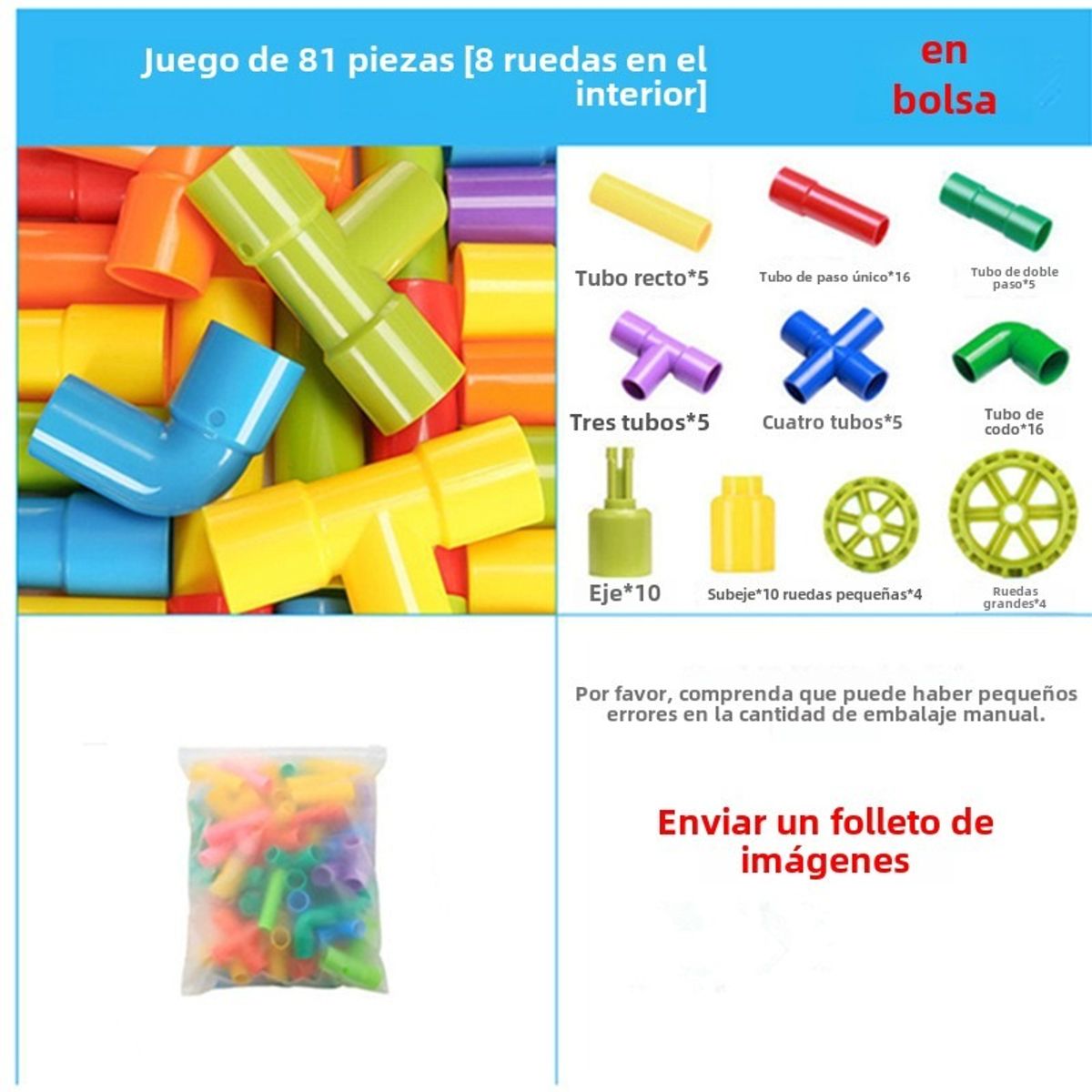 TIOZONEY - 81psc Bloques de construcción para niños