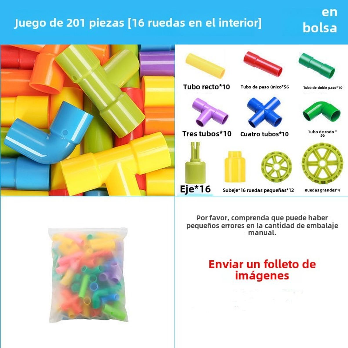 TIOZONEY - 201psc Bloques de construcción para niños