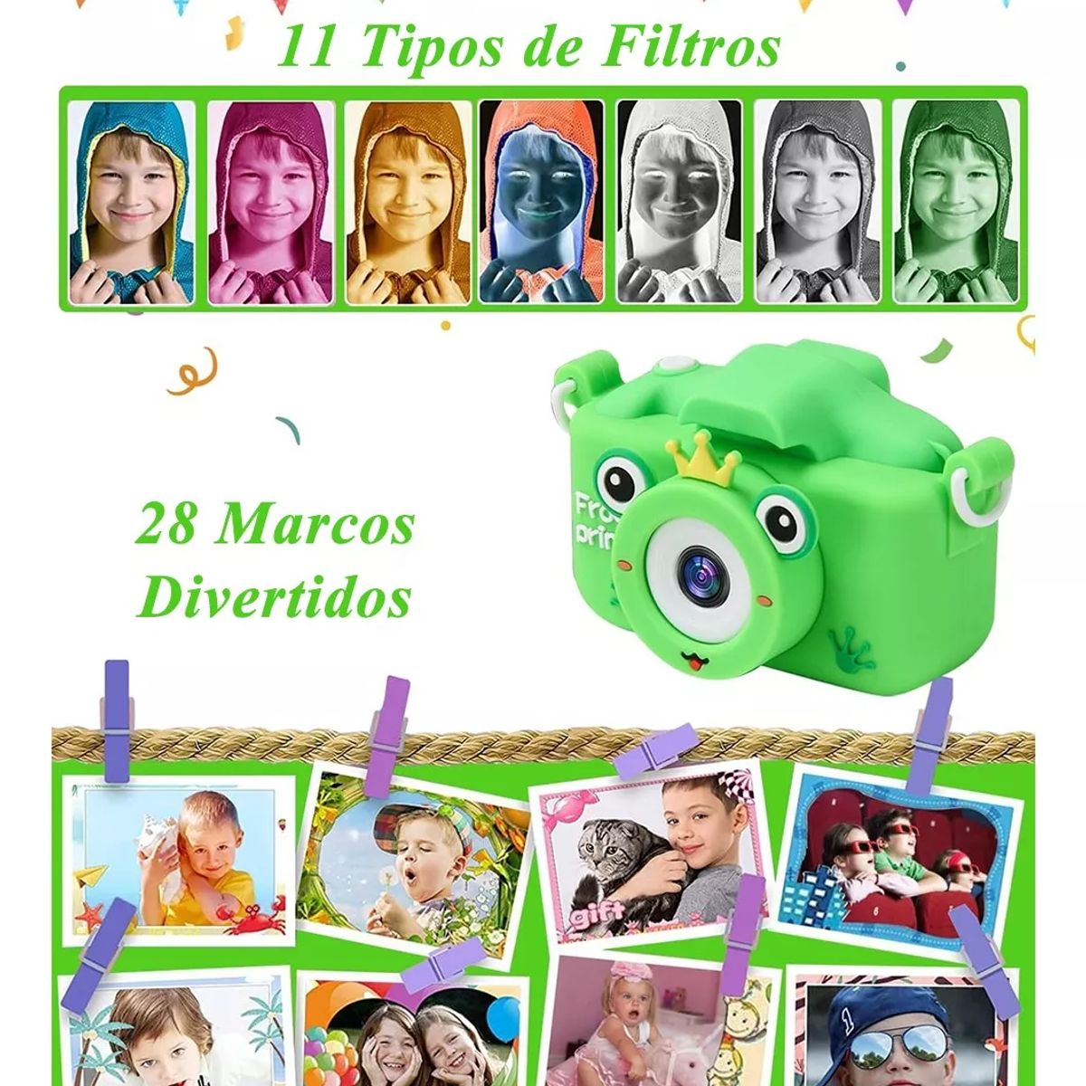 TIOZONEY - Cámara Digital Hd Para Niños Juguete Foto Video Con 32gb Sd