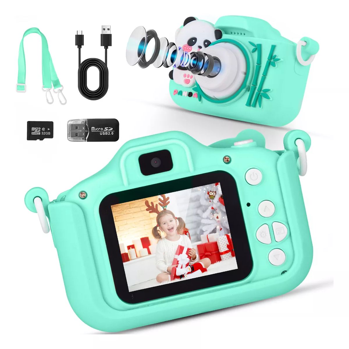 TIOZONEY - Cámara Digital Hd Para Niños Juguete Foto Video Con 32gb Sd