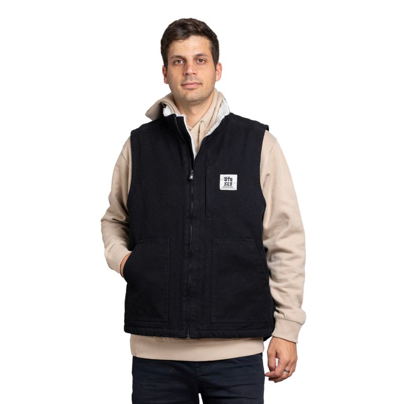 STOKED - Chaqueta Hombre Vest Negra Stoked