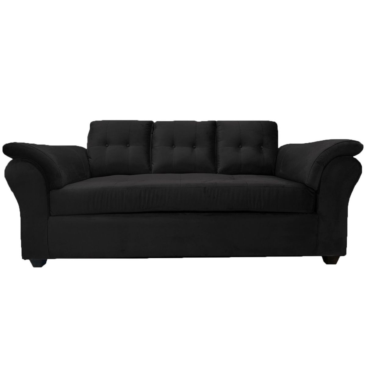 GENERICO - Sofá 3 cuerpos Sira Felpa Negro