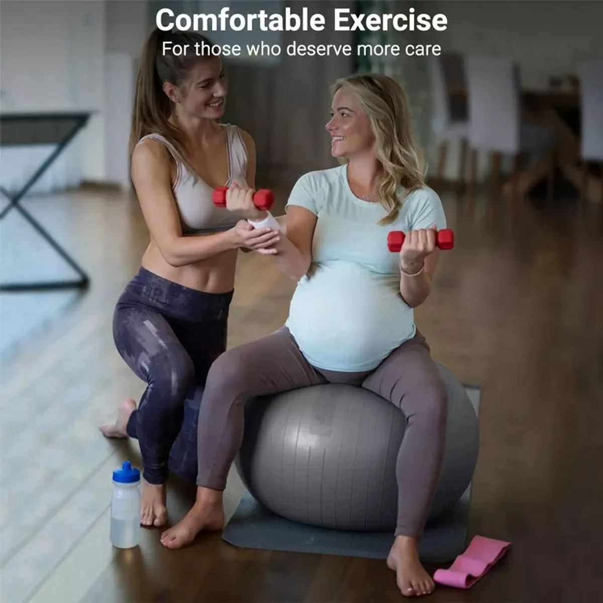 GENERICO - Pelota Balón 85cm Pilates Yoga más Inflador - Color Rosa