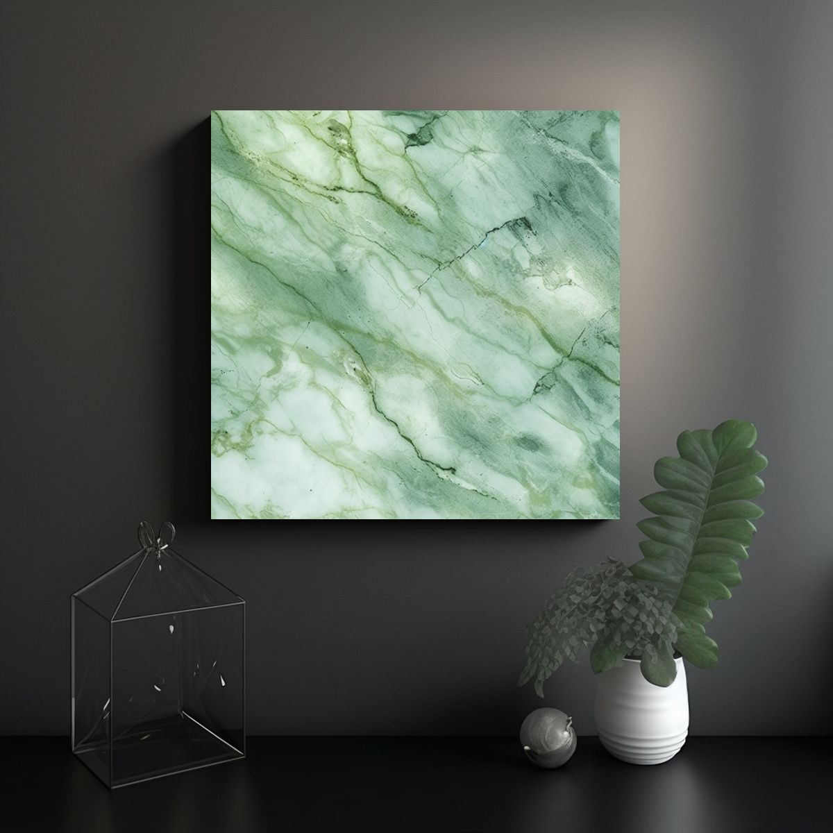 GENERICO - Cuadro Decorativo Textura Mármol Verde Para 80x80 Cm