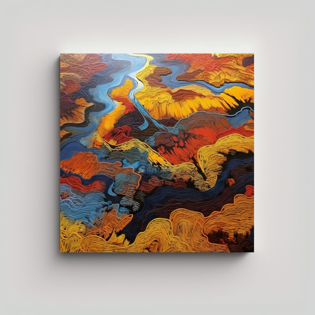 GENERICO - Pintura De Pared Moderna Contraste Y Contornos 60x60 Cm