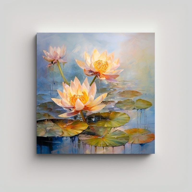 GENERICO - Pintura Abstracta De Flores De Loto, Estilo óleo 80x80 Cm