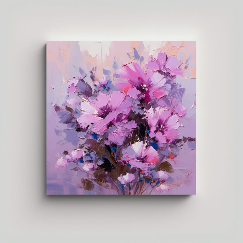 GENERICO - Lienzo De Tela Composición Clásica Flores 70x70 Cm